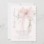 Baby in Bloom Greenery Bow Elegant Baby shower Einladung (Vorderseite)