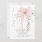 Baby in Bloom Greenery Bow Elegant Baby shower Einladung (Vorderseite)