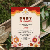 Baby in Bloom Groovy Retro Hippie Blume Einladung