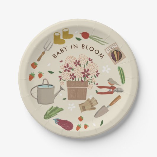 Baby in Bloom Growing Garden Kinderdusche Pappteller (Vorderseite)