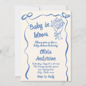 Baby in Bloom Hand gezeichnete Blume Bouquet Dusch Einladung (Vorderseite)