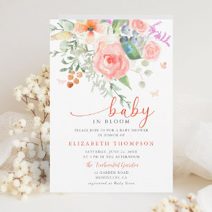 Baby in Bloom Happy Garden Floral Girl Babydusche Einladung