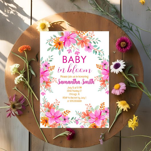 Baby in Bloom helle Sommerdusche Einladung