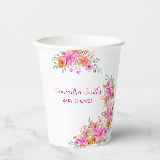 Baby in Bloom helle Sommerdusche Pappbecher (Vorderseite)