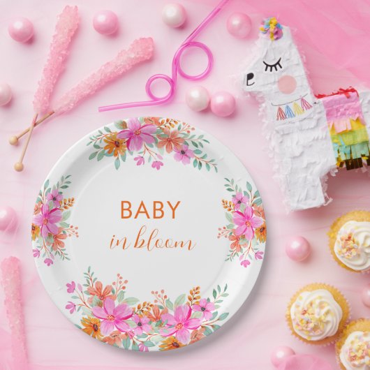 Baby in Bloom helle Sommerdusche Pappteller (Party)