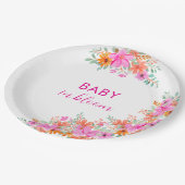 Baby in Bloom helle Sommerdusche Pappteller (Schrägansicht)