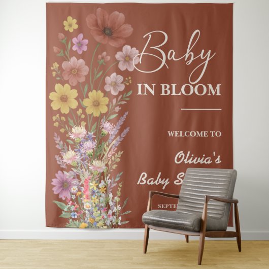 Baby in Bloom Hintergrund Wildblume Kinderdusche Wandteppich (Beispiel)