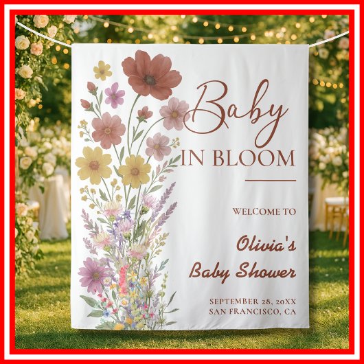 Baby in Bloom Hintergrund Wildblume Kinderdusche Wandteppich