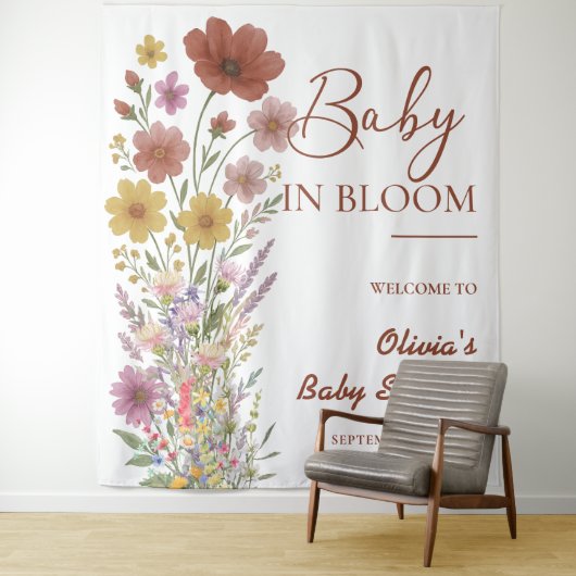 Baby in Bloom Hintergrund Wildblume Kinderdusche Wandteppich (Beispiel)