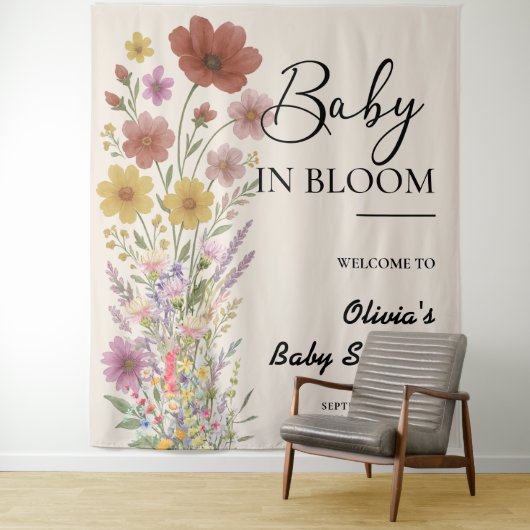 Baby in Bloom Hintergrund Wildblume Kinderdusche Wandteppich (Beispiel)
