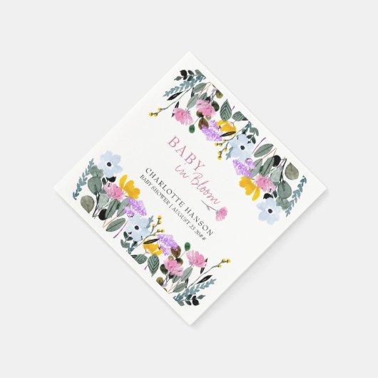 Baby in Bloom Hübsche Wildblume Rasen Serviette (Ecke)