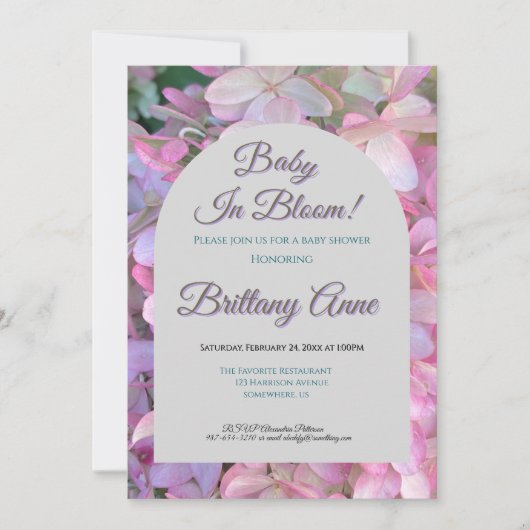 Baby in Bloom Hydrangea Baby Shower Invitation Einladung (Vorderseite)