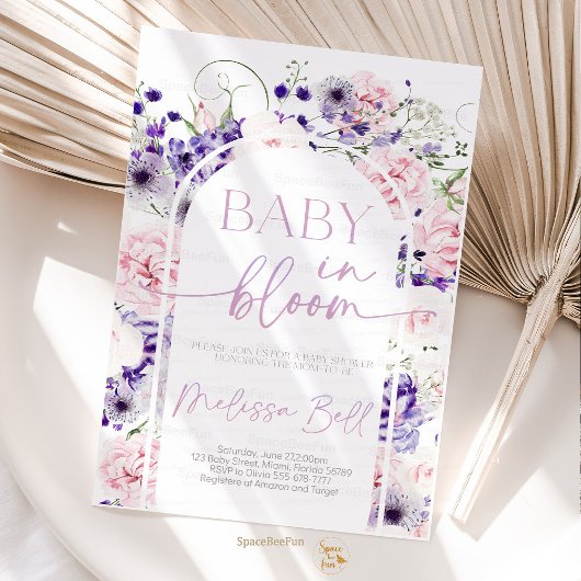 Baby in Bloom Invitation Baby Dusche Einladung