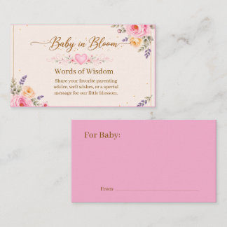Baby in Bloom Karte mit Worten der Weisheit | 