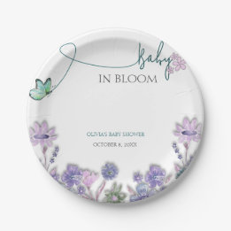 Baby in Bloom Kinderdusche Lila Pappteller