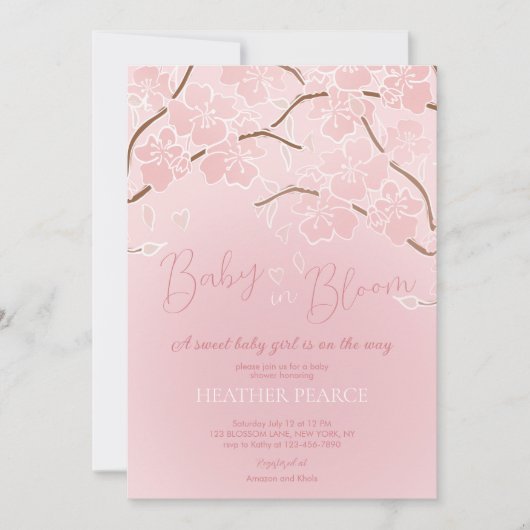 Baby in Bloom Kirry Blossom Dusche Einladung (Vorderseite)