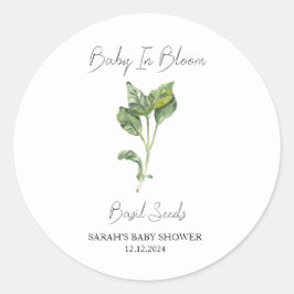 Baby in Bloom l Basil Seeds Baby Dusche Runder Aufkleber
