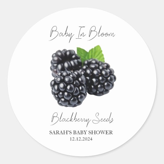 Baby in Bloom l BlackBerry Seeds Kinderdusche Runder Aufkleber (Vorderseite)