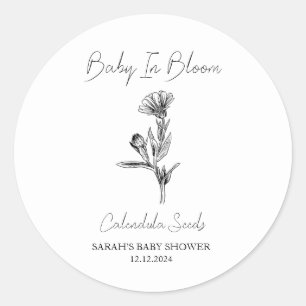 Baby in Bloom l Calendula Säuglingsdusche Runder Aufkleber