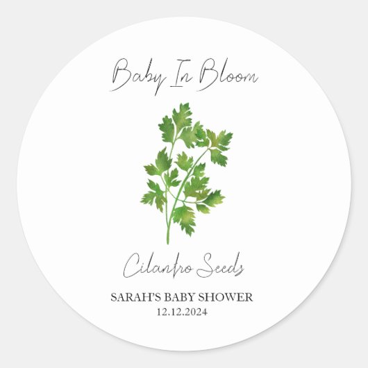 Baby in Bloom l Cilantro Seeds Kinderdusche Runder Aufkleber (Vorderseite)