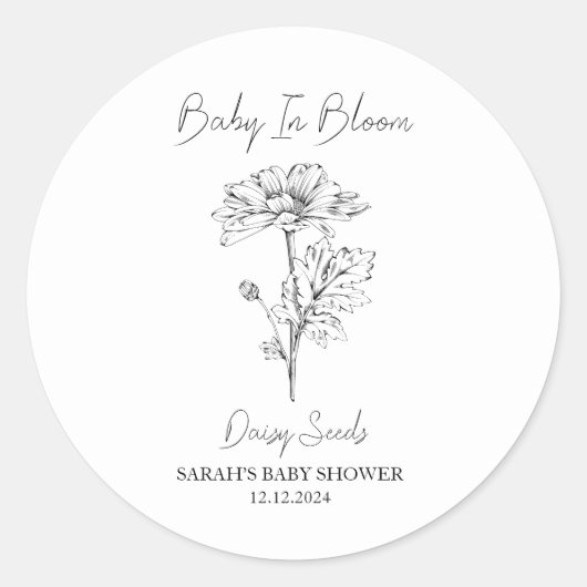 Baby in Bloom l Daisy Seeds Kinderdusche Runder Aufkleber (Vorderseite)