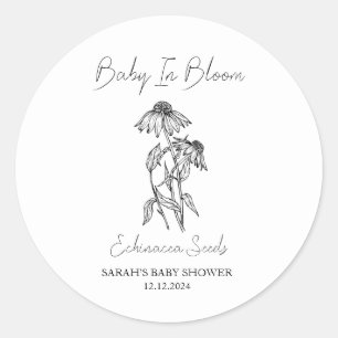 Baby in Bloom l Echinacea Samen Baby Dusche Runder Aufkleber