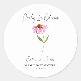 Baby in Bloom l Echinacea Samen Baby Dusche Runder Aufkleber