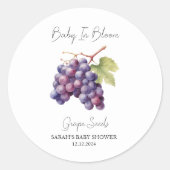 Baby in Bloom l Grape Seeds Kinderdusche Runder Aufkleber (Vorderseite)