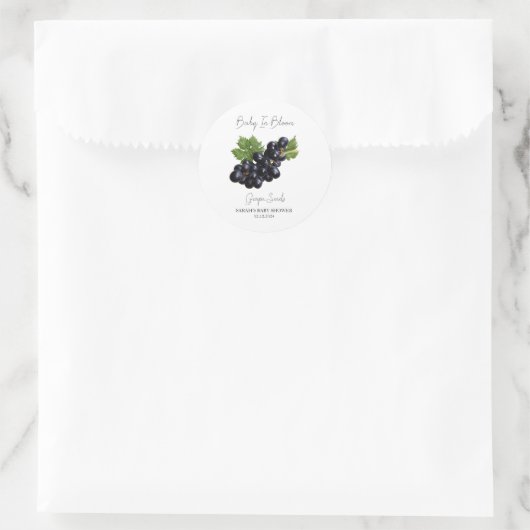 Baby in Bloom l Grape Seeds Kinderdusche Runder Aufkleber (Tasche)