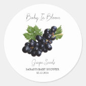 Baby in Bloom l Grape Seeds Kinderdusche Runder Aufkleber (Vorderseite)