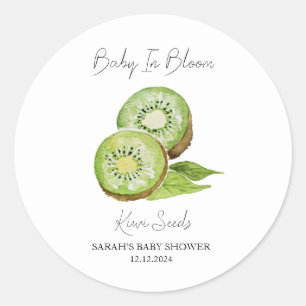 Baby in Bloom l Kiwi Seeds Baby Dusche Runder Aufkleber