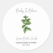 Baby in Bloom l Lemon Balm Seeds Baby Dusche Runder Aufkleber (Vorderseite)