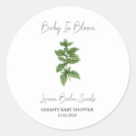 Baby in Bloom l Lemon Balm Seeds Baby Dusche Runder Aufkleber