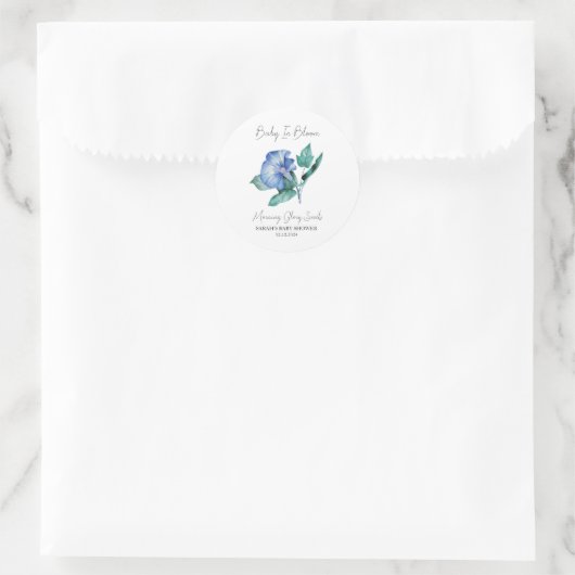 Baby in Bloom l Morning Glory Seeds Kinderdusche Runder Aufkleber (Tasche)