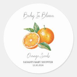 Baby in Bloom l Orange Seeds Baby Dusche Runder Aufkleber