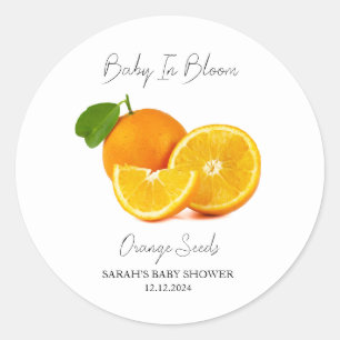 Baby in Bloom l Orange Seeds Baby Dusche Runder Aufkleber