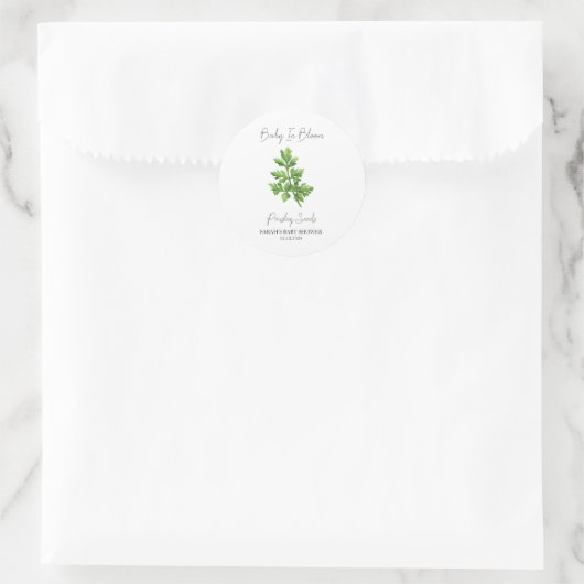 Baby in Bloom l Parsley Seeds Kinderdusche Runder Aufkleber (Tasche)