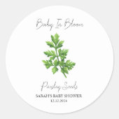 Baby in Bloom l Parsley Seeds Kinderdusche Runder Aufkleber (Vorderseite)
