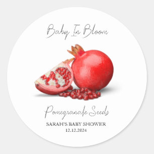Baby in Bloom l Pomegranate Seeds Baby Dusche Runder Aufkleber