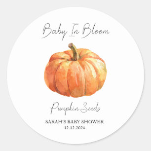 Baby in Bloom l Pumpkin Seeds Baby Dusche Runder Aufkleber