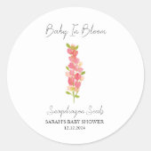 Baby in Bloom l Snapdragon Samen Baby Dusche Runder Aufkleber (Vorderseite)