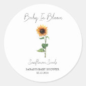 Baby in Bloom l Sunflower Seeds Baby Dusche Runder Aufkleber (Vorderseite)