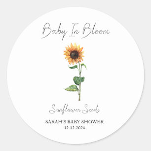Baby in Bloom l Sunflower Seeds Baby Dusche Runder Aufkleber