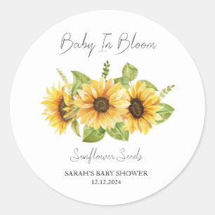 Baby in Bloom l Sunflower Seeds Baby Dusche Runder Aufkleber