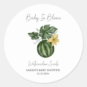 Baby in Bloom l Watermelon Samen Baby Dusche Runder Aufkleber
