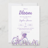Baby in Bloom Lavender Bicycle Baby Dusche Einladung (Vorderseite)