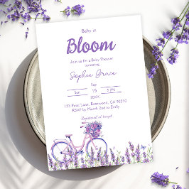Baby in Bloom Lavender Bicycle Baby Dusche Einladung