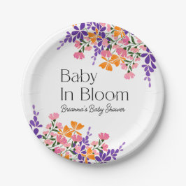 Baby in Bloom Lebendige Frühlingsblumen Babydusche Pappteller