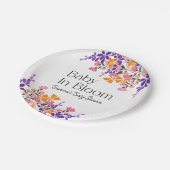 Baby in Bloom Lebendige Frühlingsblumen Babydusche Pappteller (Schrägansicht)