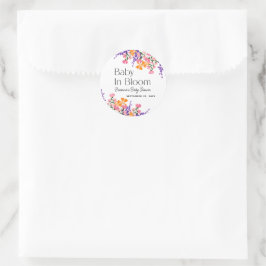Baby in Bloom Lebendige Frühlingsblumen Babydusche Runder Aufkleber